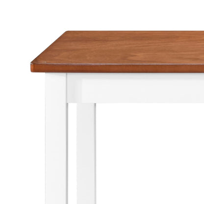Set Mesa Y Sillas De Bar 5 Piezas Madera Maciza Marrón Y Blanco