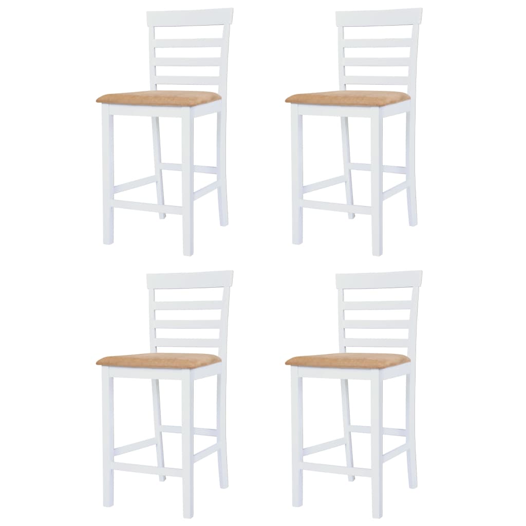 Set Mesa Y Sillas De Bar 5 Piezas Madera Maciza Marrón Y Blanco