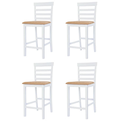 Set Mesa Y Sillas De Bar 5 Piezas Madera Maciza Marrón Y Blanco