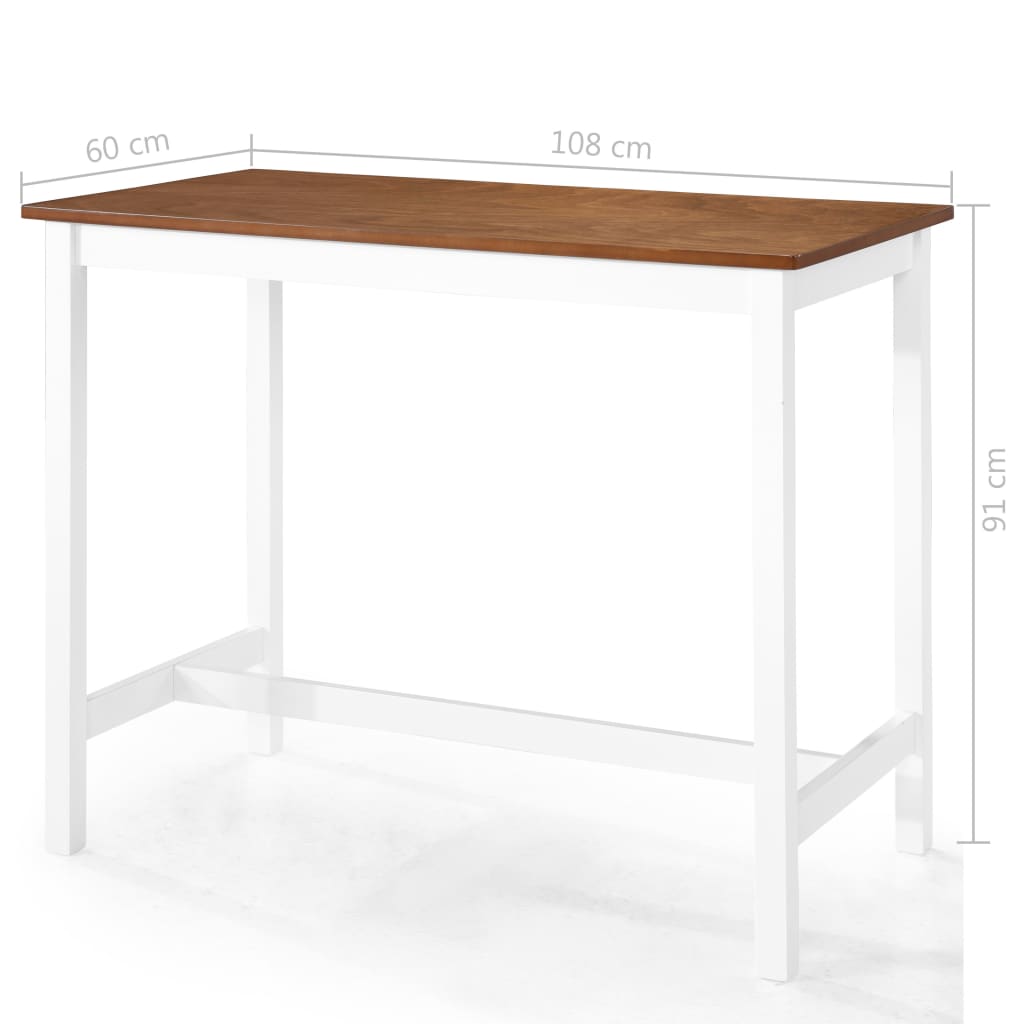 Set Mesa Y Sillas De Bar 5 Piezas Madera Maciza Marrón Y Blanco