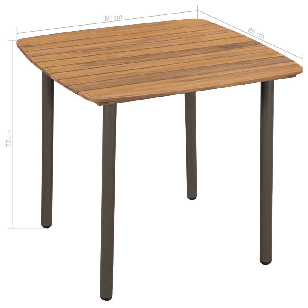 Mesa De Jardín Madera Maciza De Acacia Y Acero