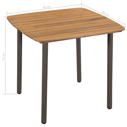Mesa De Jardín Madera Maciza De Acacia Y Acero