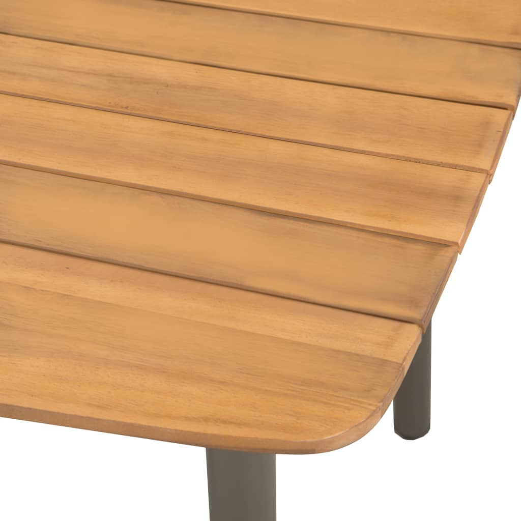 Mesa De Jardín Madera Maciza De Acacia Y Acero
