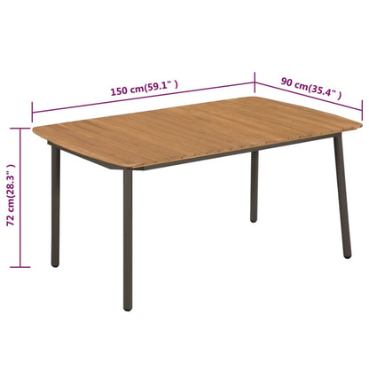 Mesa De Jardín Madera Maciza De Acacia Y Acero
