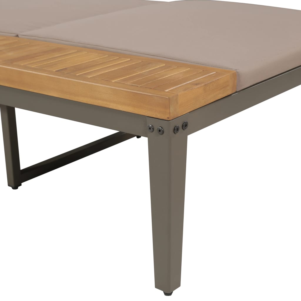 Tumbona Con Cojines Madera Maciza De Acacia Marrón