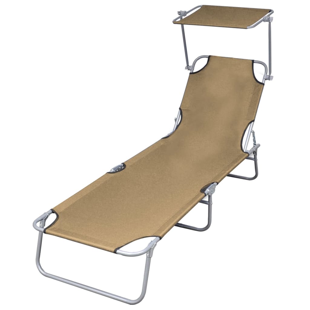 Tumbona Plegable Con Toldo De Acero Magenta