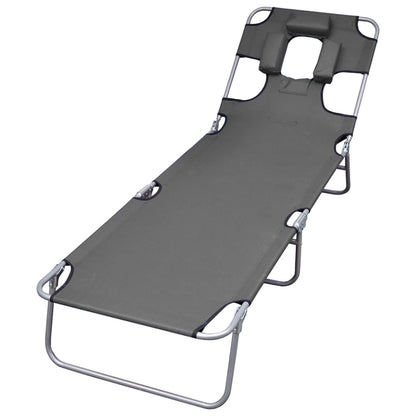 Tumbona Plegable Con Cojín Para La Cabeza Acero