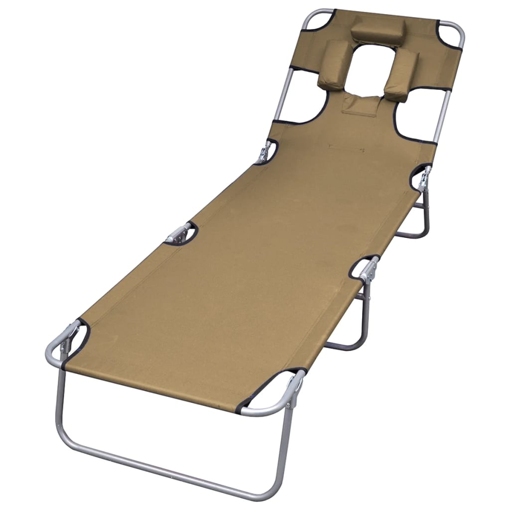 Tumbona Plegable Con Cojín Para La Cabeza Acero