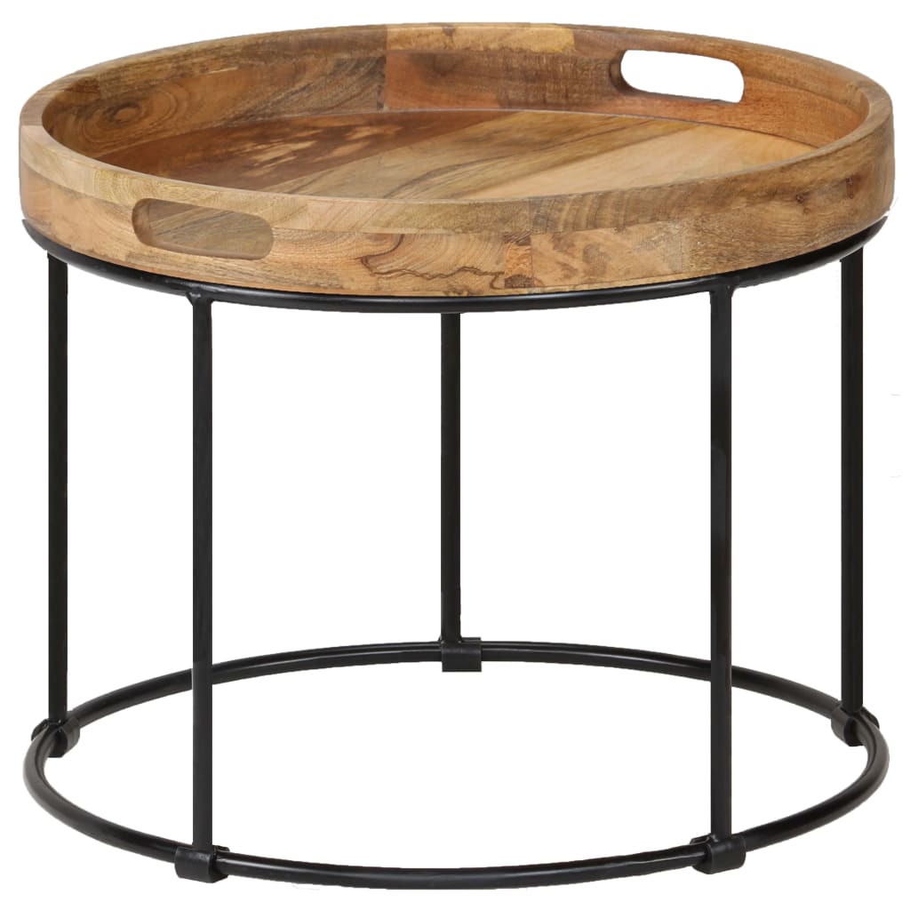 Mesa De Centro De Madera Maciza De Mango Y Acero 50X40 Cm