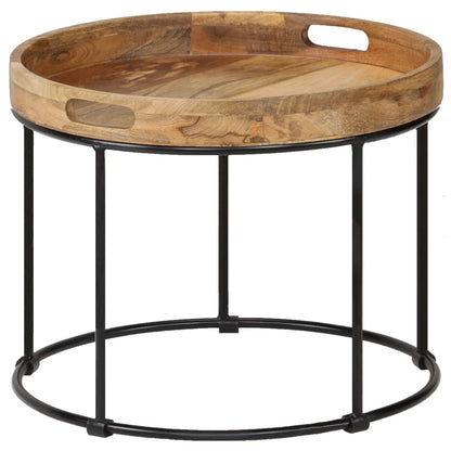 Mesa De Centro De Madera Maciza De Mango Y Acero 50X40 Cm