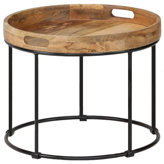 Mesa De Centro De Madera Maciza De Mango Y Acero 50X40 Cm