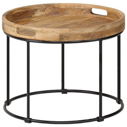Mesa De Centro De Madera Maciza De Mango Y Acero 50X40 Cm