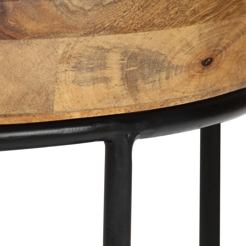 Mesa De Centro De Madera Maciza De Mango Y Acero 50X40 Cm