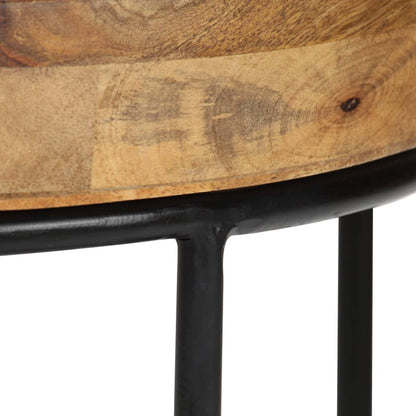 Mesa De Centro De Madera Maciza De Mango Y Acero 50X40 Cm