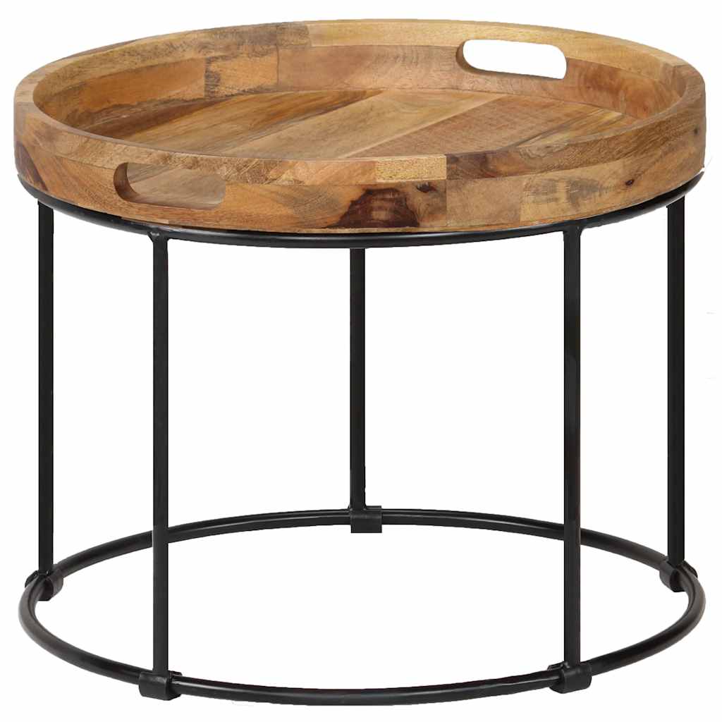 Mesa De Centro De Madera Maciza De Mango Y Acero 50X40 Cm