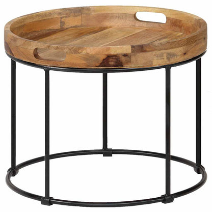 Mesa De Centro De Madera Maciza De Mango Y Acero 50X40 Cm