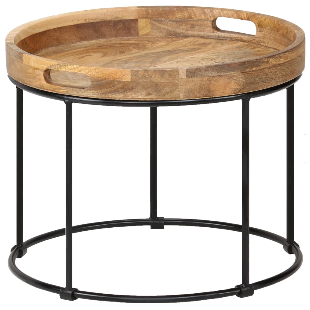 Mesa De Centro De Madera Maciza De Mango Y Acero 50X40 Cm
