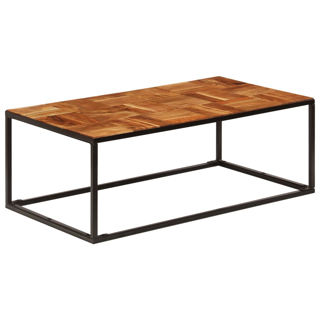 Mesa De Centro Madera Maciza De Acacia Y Acero 110X60X40 Cm