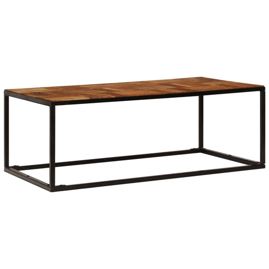 Mesa De Centro Madera Maciza De Acacia Y Acero 110X60X40 Cm
