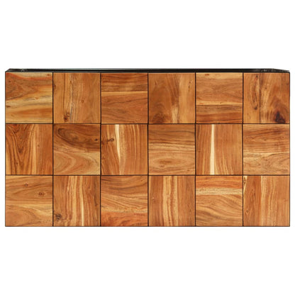 Mesa De Centro Madera Maciza De Acacia Y Acero 110X60X40 Cm