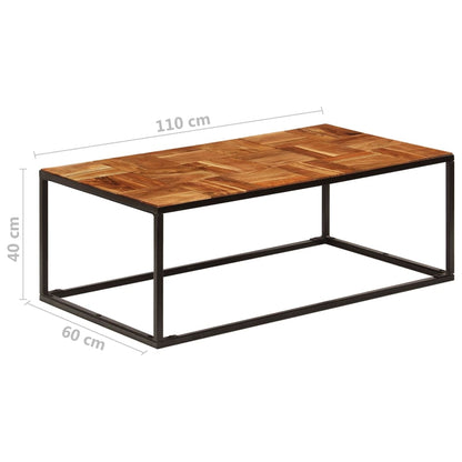 Mesa De Centro Madera Maciza De Acacia Y Acero 110X60X40 Cm
