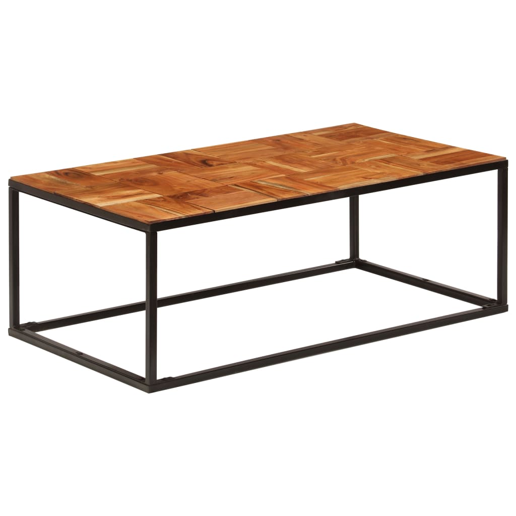 Mesa De Centro Madera Maciza De Acacia Y Acero 110X60X40 Cm