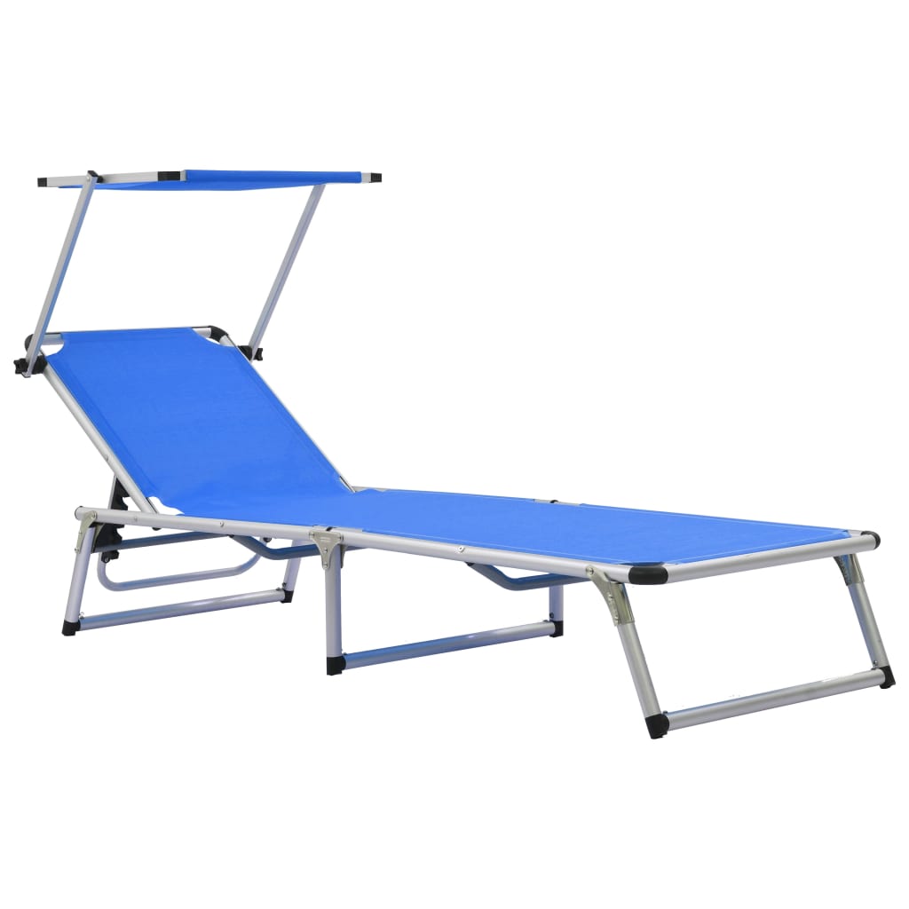 Tumbona Plegable Con Techo Aluminio Y Textileno Negra
