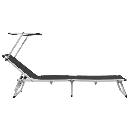 Tumbona Plegable Con Techo Aluminio Y Textileno Negra