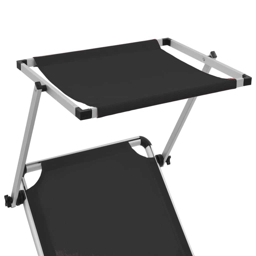 Tumbona Plegable Con Techo Aluminio Y Textileno Negra