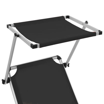 Tumbona Plegable Con Techo Aluminio Y Textileno Negra