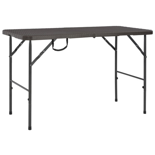 Mesa De Jardín Plegable Hdpe Marrón Aspecto Ratán 120X60X74 Cm