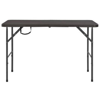 Mesa De Jardín Plegable Hdpe Marrón Aspecto Ratán 120X60X74 Cm