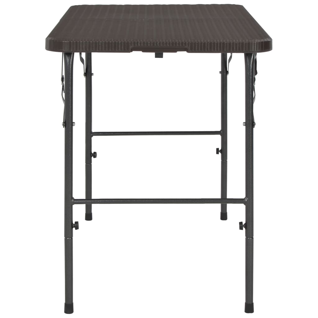 Mesa De Jardín Plegable Hdpe Marrón Aspecto Ratán 120X60X74 Cm