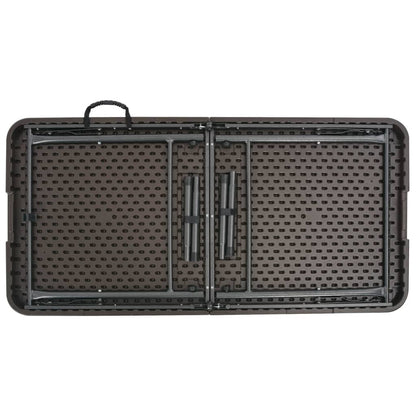 Mesa De Jardín Plegable Hdpe Marrón Aspecto Ratán 120X60X74 Cm