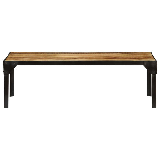 Mesa De Centro De Madera Maciza De Mango Rugosa Y Acero 110 Cm