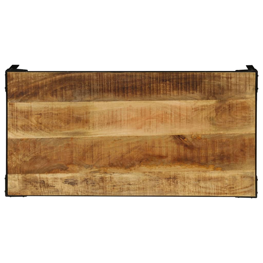 Mesa De Centro De Madera Maciza De Mango Rugosa Y Acero 110 Cm