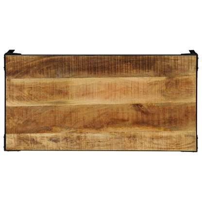 Mesa De Centro De Madera Maciza De Mango Rugosa Y Acero 110 Cm