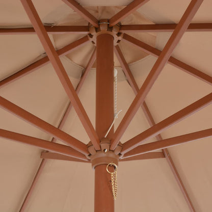 Sombrilla De Jardín Con Palo De Madera Gris Taupe 300 Cm
