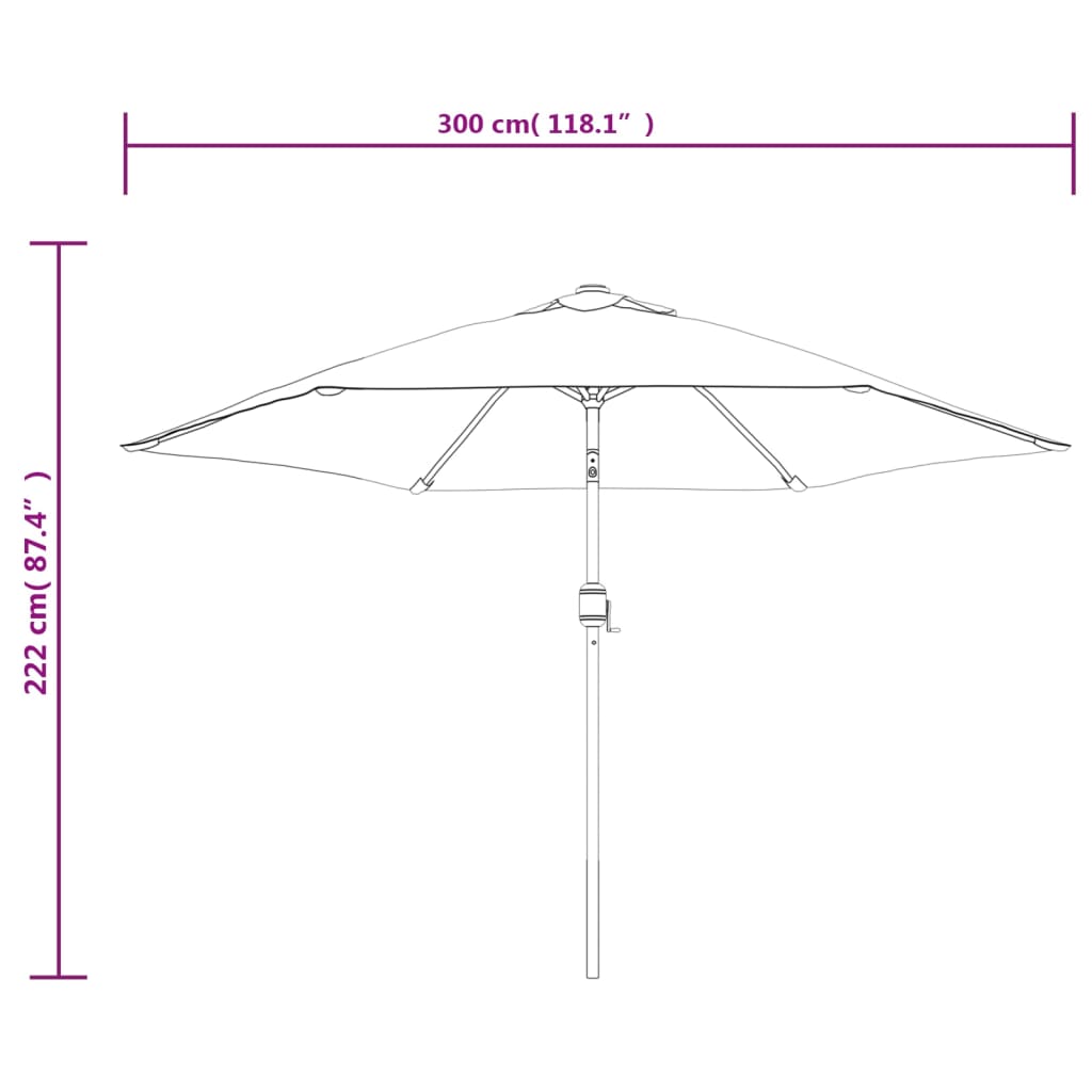 Sombrilla De Jardín Con Palo De Metal Taupe 300 Cm