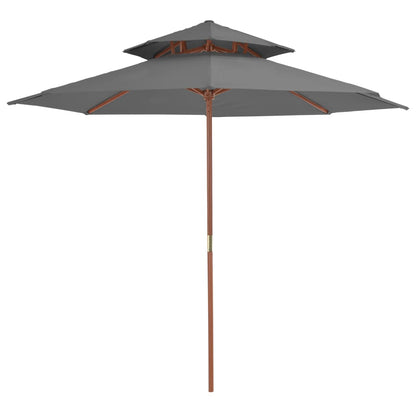Sombrilla De Dos Niveles Palo De Madera 270 Cm