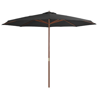 Sombrilla De Jardín Con Palo De Madera 350 Cm Gris