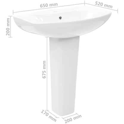 Lavabo De Pie De Cerámica Blanco 650X520X200 Mm
