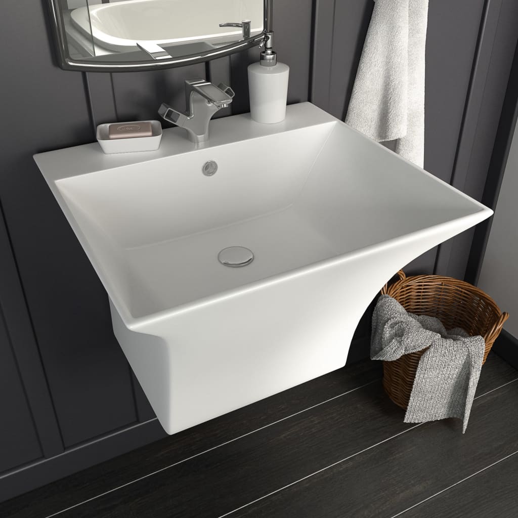 Lavabo De Pared De Cerámica Blanco 500X450X410 Mm