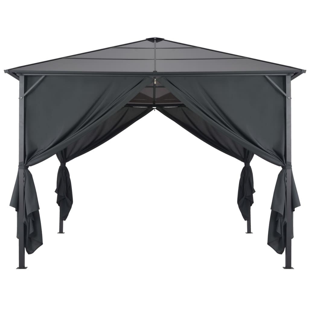 Cenador Con Cortinas Aluminio Negro