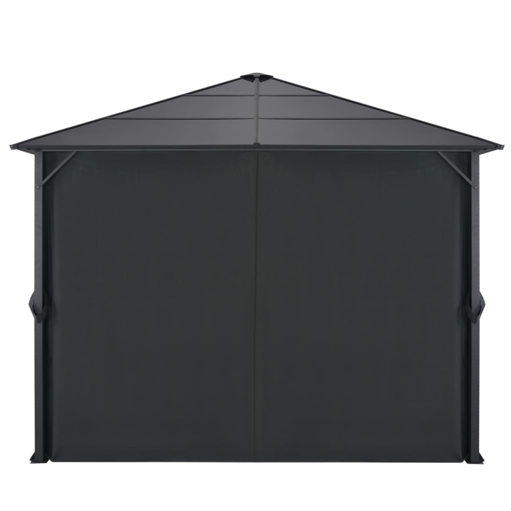 Cenador Con Cortinas Aluminio Negro