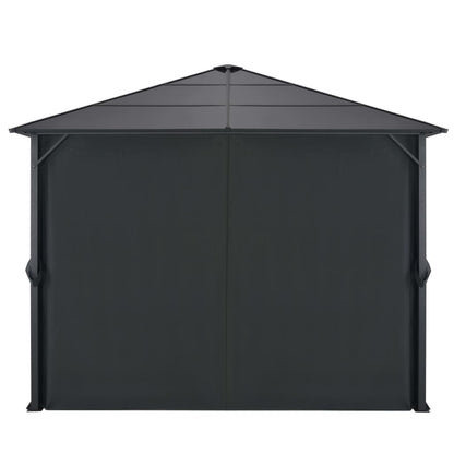 Cenador Con Cortinas Aluminio Negro