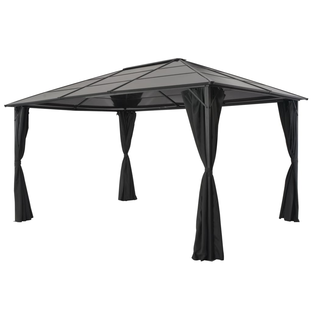 Cenador Con Cortinas Aluminio Negro
