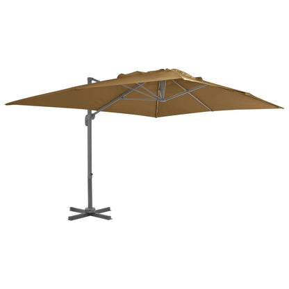 Sombrilla De Jardín Voladiza Con Poste De Aluminio Color Topo
