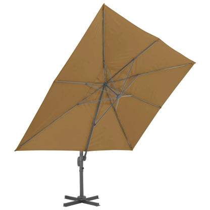 Sombrilla De Jardín Voladiza Con Poste De Aluminio Color Topo