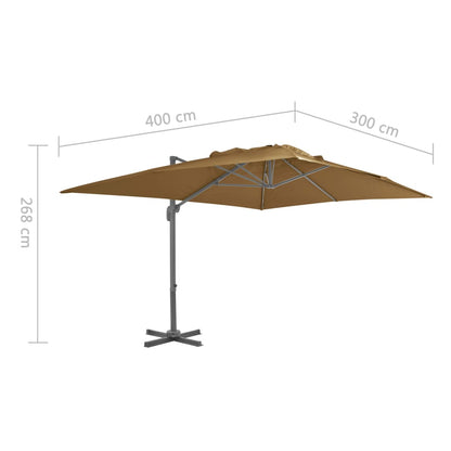 Sombrilla De Jardín Voladiza Con Poste De Aluminio Color Topo